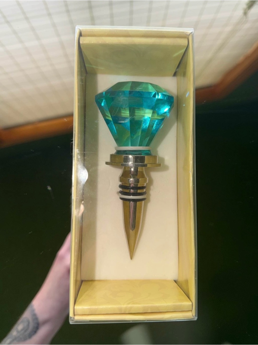 Mango Teal Crystal Bottle Stopper